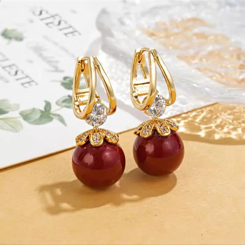 法式微鑲珍珠耳環