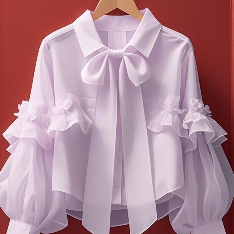 蝴蝶結長袖襯衫